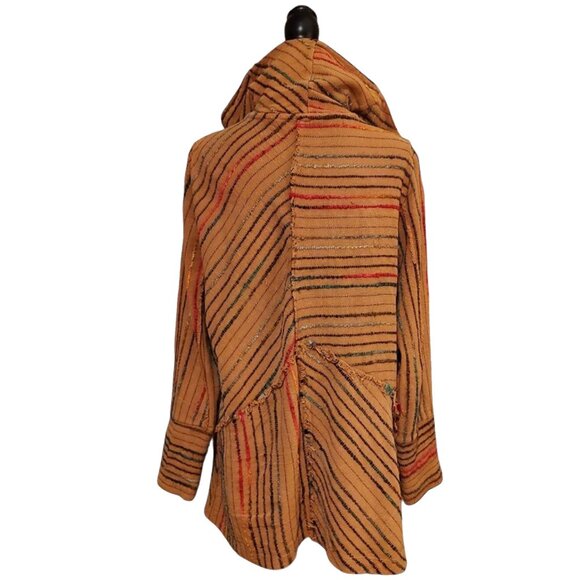 SOFT SURROUNDINGS Kinsale Boucle' Striped Zip Front Boho Jacket Top XL $189 - Picture 2 of 8